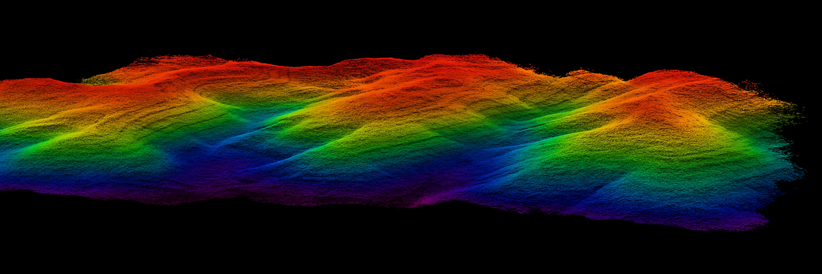Sistema LiDAR montato su drone in volo per mappatura del terreno